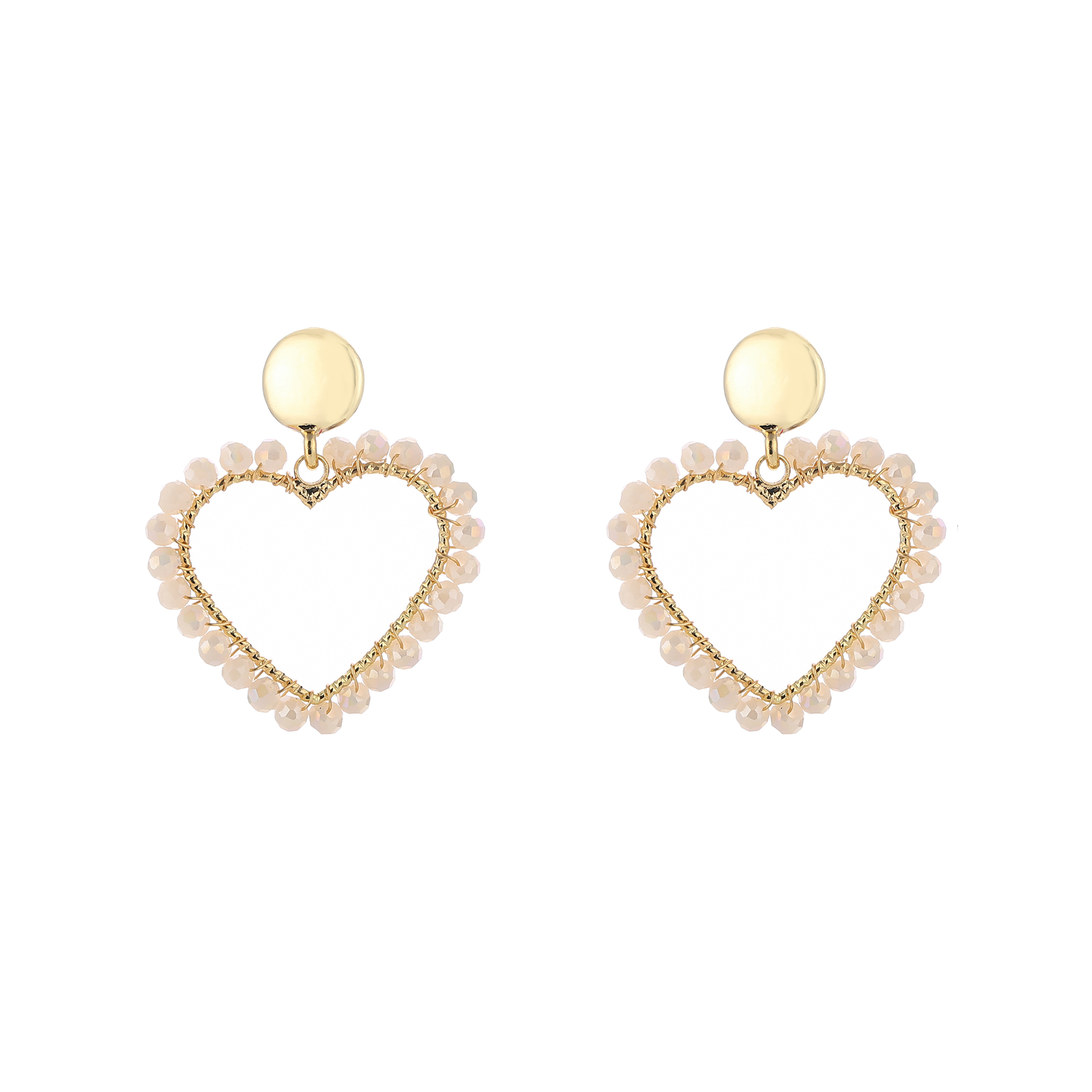 Summer hearts oorbellen kralen off white