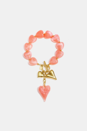 Kralenarmband met hartjes roze