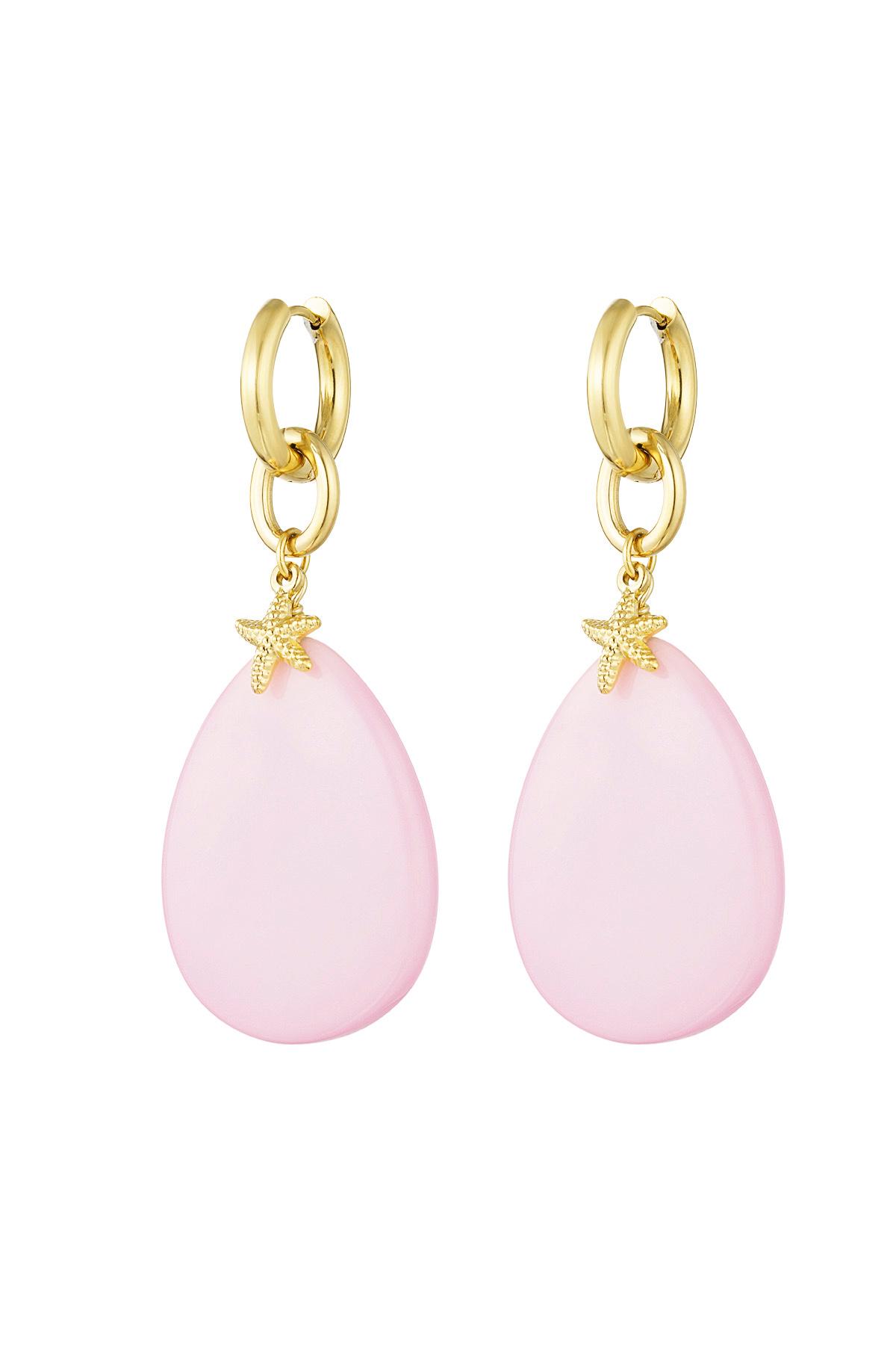 Oorbellen charms roze zeester