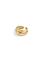 Dubbele ring stainless steel en steentjes goud