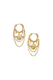 Stainless steel oorbellen goud chain met steentje