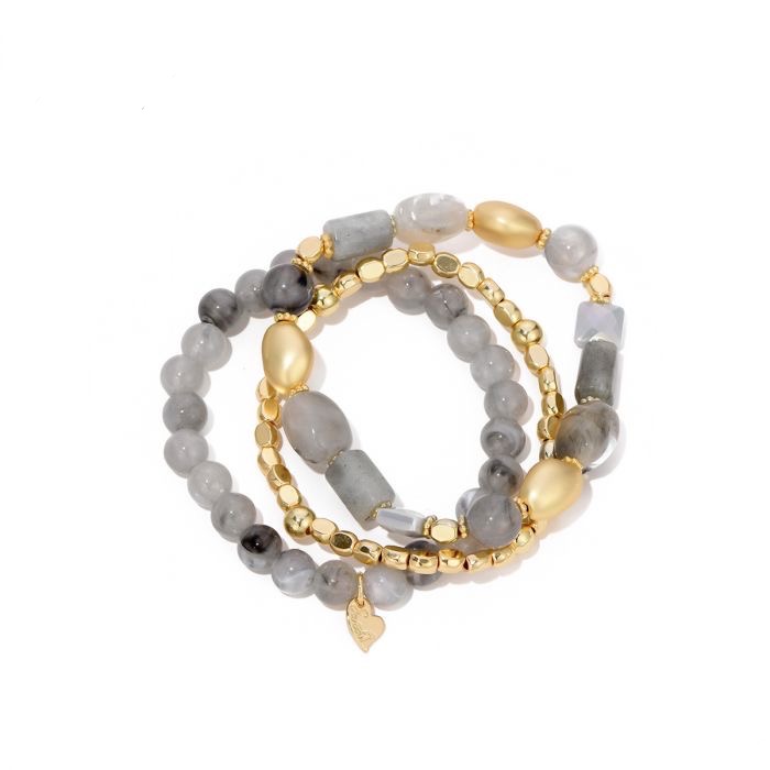 Armbandenset kralen grijs