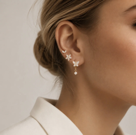 Earparty voor 3 gaatjes goud - stainless steel