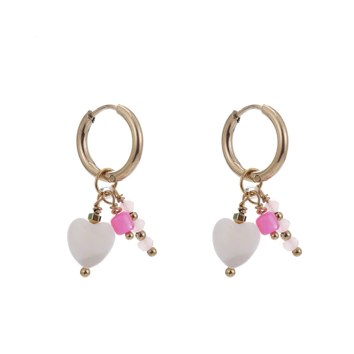 Oorbellen charms wit/roze