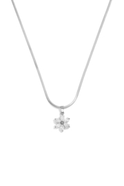 Stainless steel ketting zilver en goud met glinsterende bloem