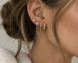 Earparty set voor 4 gaatjes goud en zilver - stainless steel