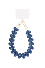 Telefoonkoord hartjes blauw