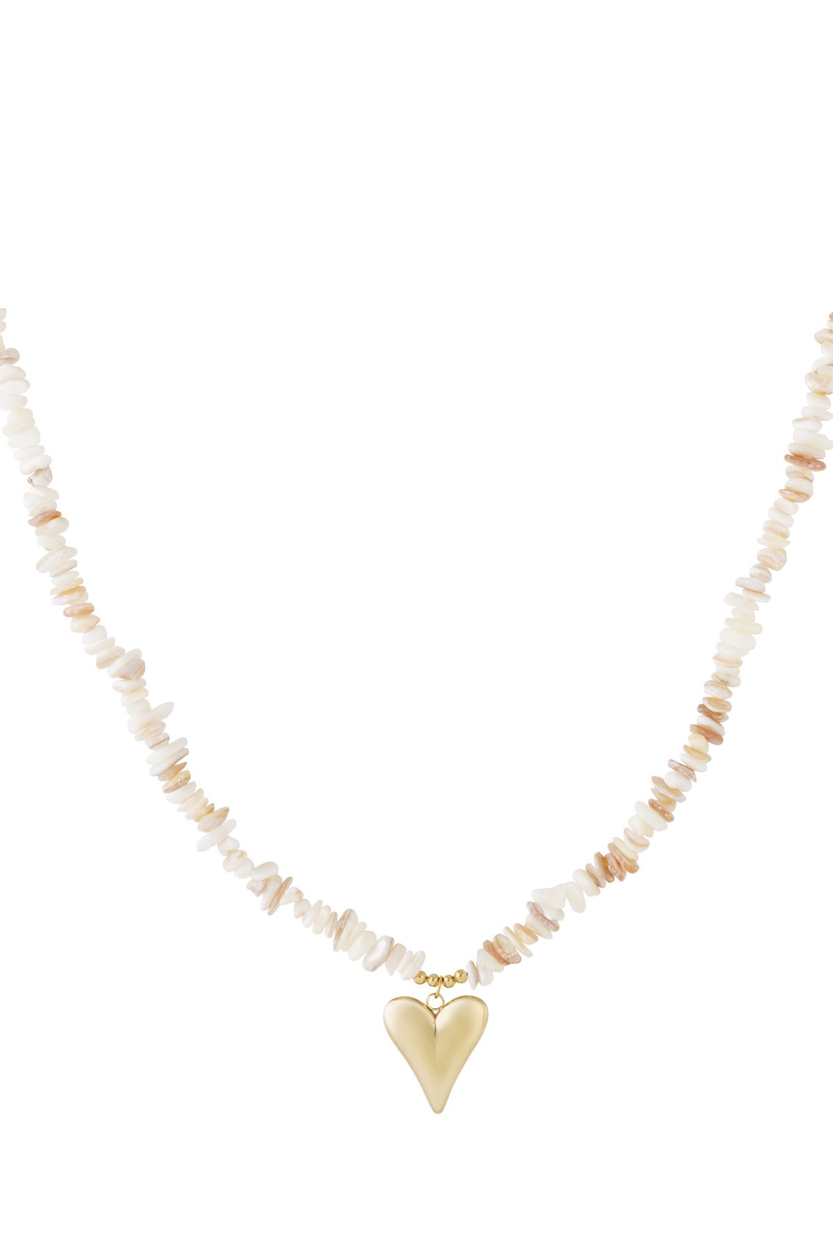 Kralenketting hart beige