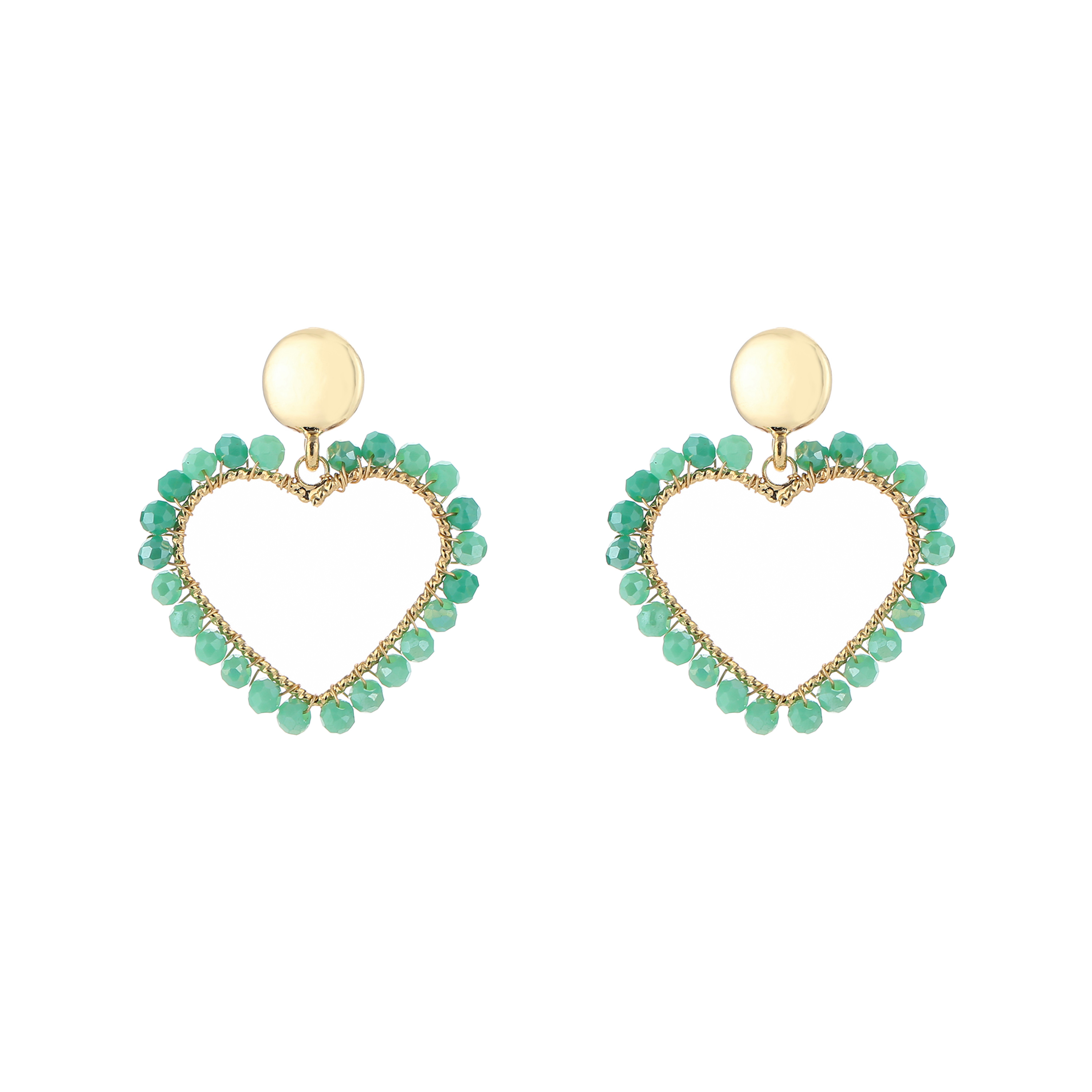 Summer hearts oorbellen kralen groen