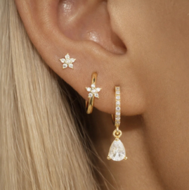 Earparty voor 3 gaatjes goud  - stainless steel