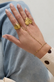 Hand chain armband basic in zilver en goud stainless steel