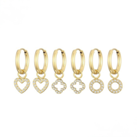 Earparty voor 3 gaatjes goud stainless steel basic bedels