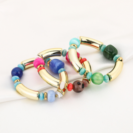 Kralen armband kleurrijk blauw tubes