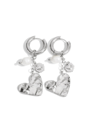 Stainless steel oorbellen zilver met hart en parel