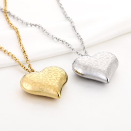 Lange ketting met hart en panterprint