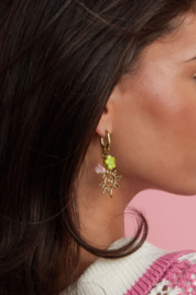 Stainless steel oorbellen goud met kralen en zon