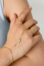 Hand chain armband steentjes in zilver en goud stainless steel