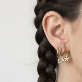 Earparty voor 3 gaatjes goud stainless steel