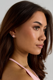 Oorknopjes stainless steel goud bloem