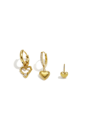 Earparty set voor 3 gaatjes goud cirkels love - stainless steel