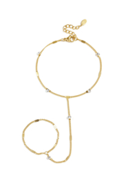 Hand chain armband steentjes in zilver en goud stainless steel