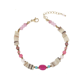 Gouden stainless steel armband met kralen