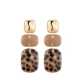 Statement oorbellen panter bruin