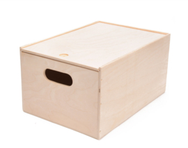 Houten bewaarkist met schuifdeksel (18x25x35 cm)