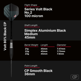 Bull's Volt Black CP Steeltip 80% 23gr