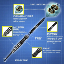 Shot Value Range Scimitar Steeltip Darts Set 24gr