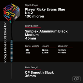 Bull's Ricky Evans Blue CP Steeltip 80% 23gr