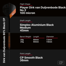 Bull's Dirk van Duijvenbode Black CP Steeltip 80% 24gr
