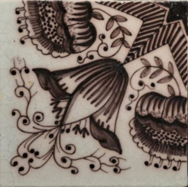 Antieke tegels, Delft - Friese Rozenmangaan – 18e eeuw – 4 stuks