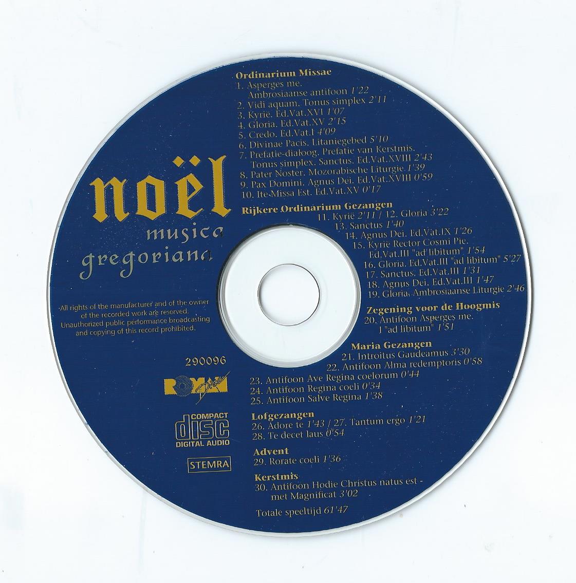 CD – Noël - Musica Gregoriana - Schola Cantorum, Jos Lennards