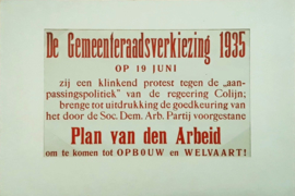 Poster - De Gemeenteraadsverkiezing 1935 - Plan van den Arbeid