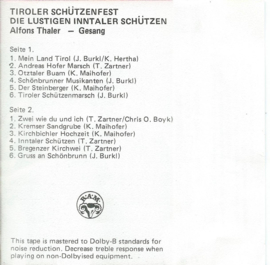 MC – DIE LUSTIGEN INNTALER SCHÜTZEN - TIROLER SCHUTZENFEST – jaren ‘80