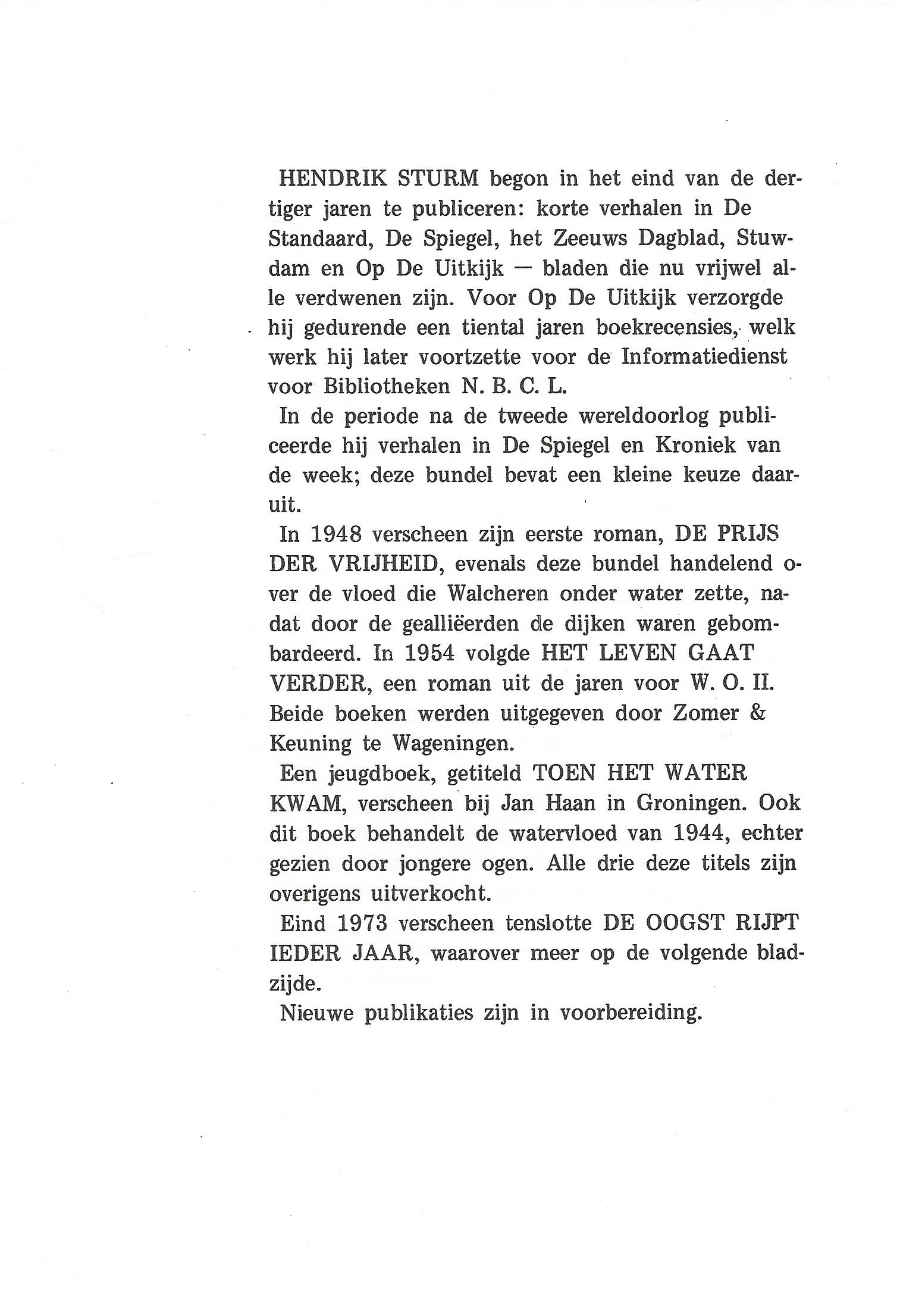 HET WREDE GRAUWE WATER – HENDRIK STURM – 1974