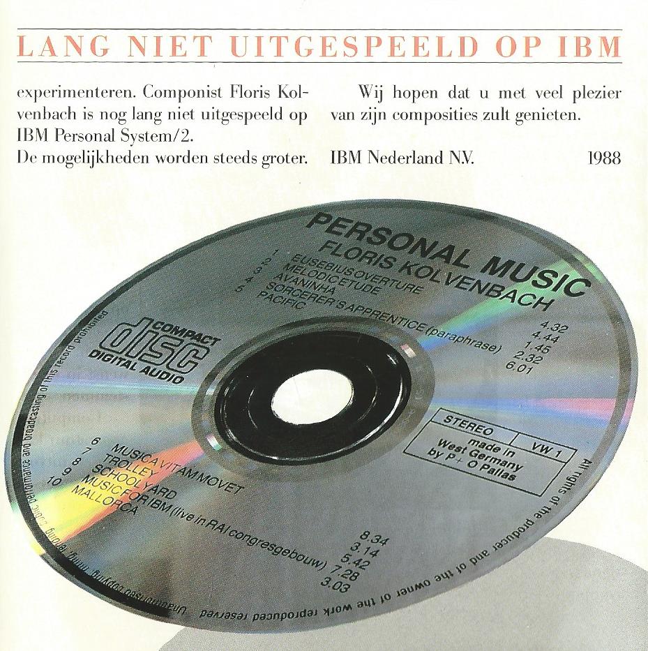 CD – Floris Kolvenbach – Personal Music - 1988