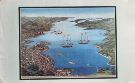 Prent – set van 12 afbeeldingen van schepen – naar (achterglas)schilderijen van div. artiesten