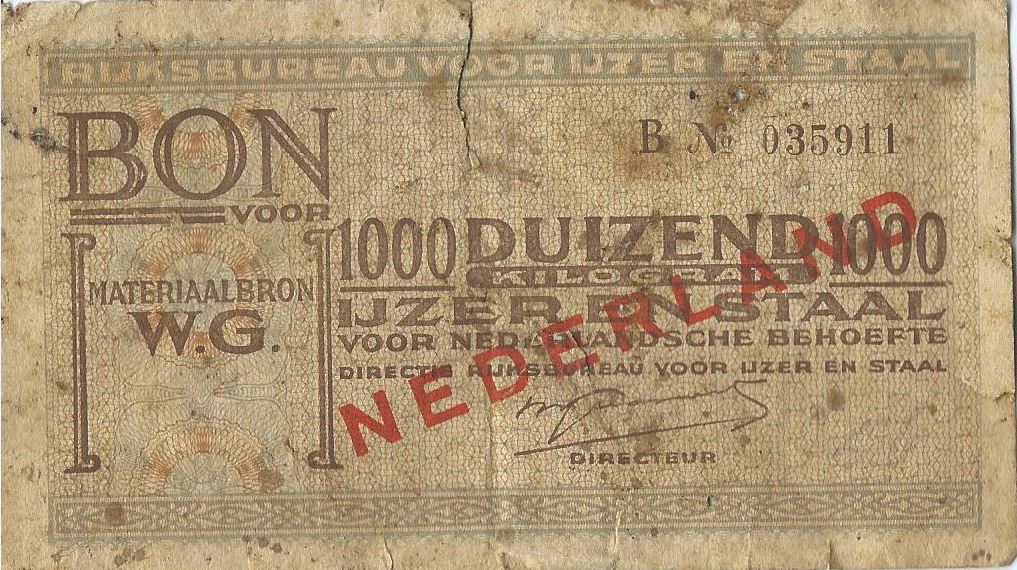 BON VOOR DUIZEND KILOGRAM IJZER EN STAAL