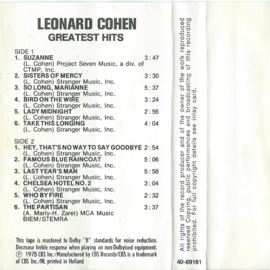 MC – LEONARD COHEN ‎– GREATEST HITS – 1979 (♪)