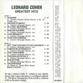 MC – LEONARD COHEN ‎– GREATEST HITS – 1979 (♪)