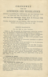 GRONDWET VOOR HET KONINKRIJK DER NEDERLANDEN - 1938