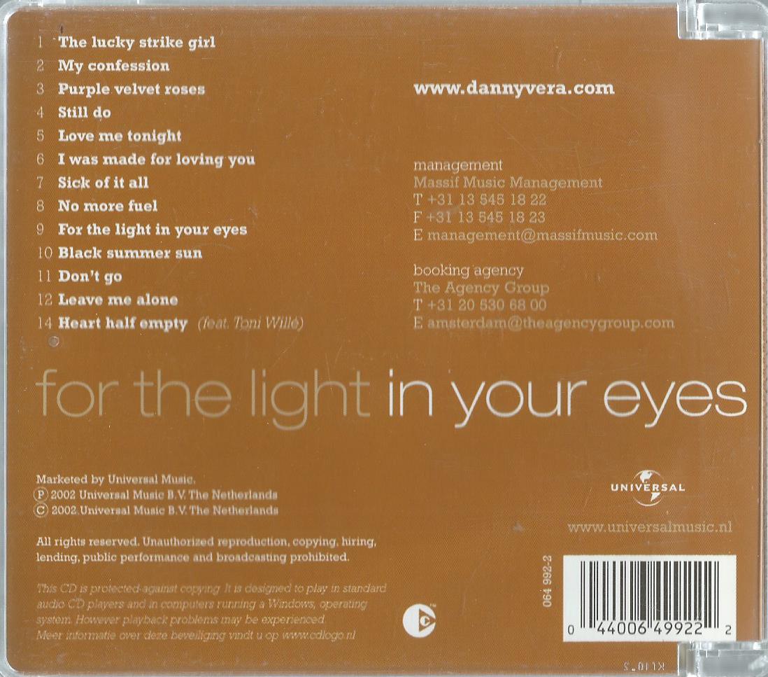CD – danny vera – For the light in your eyes - 2002