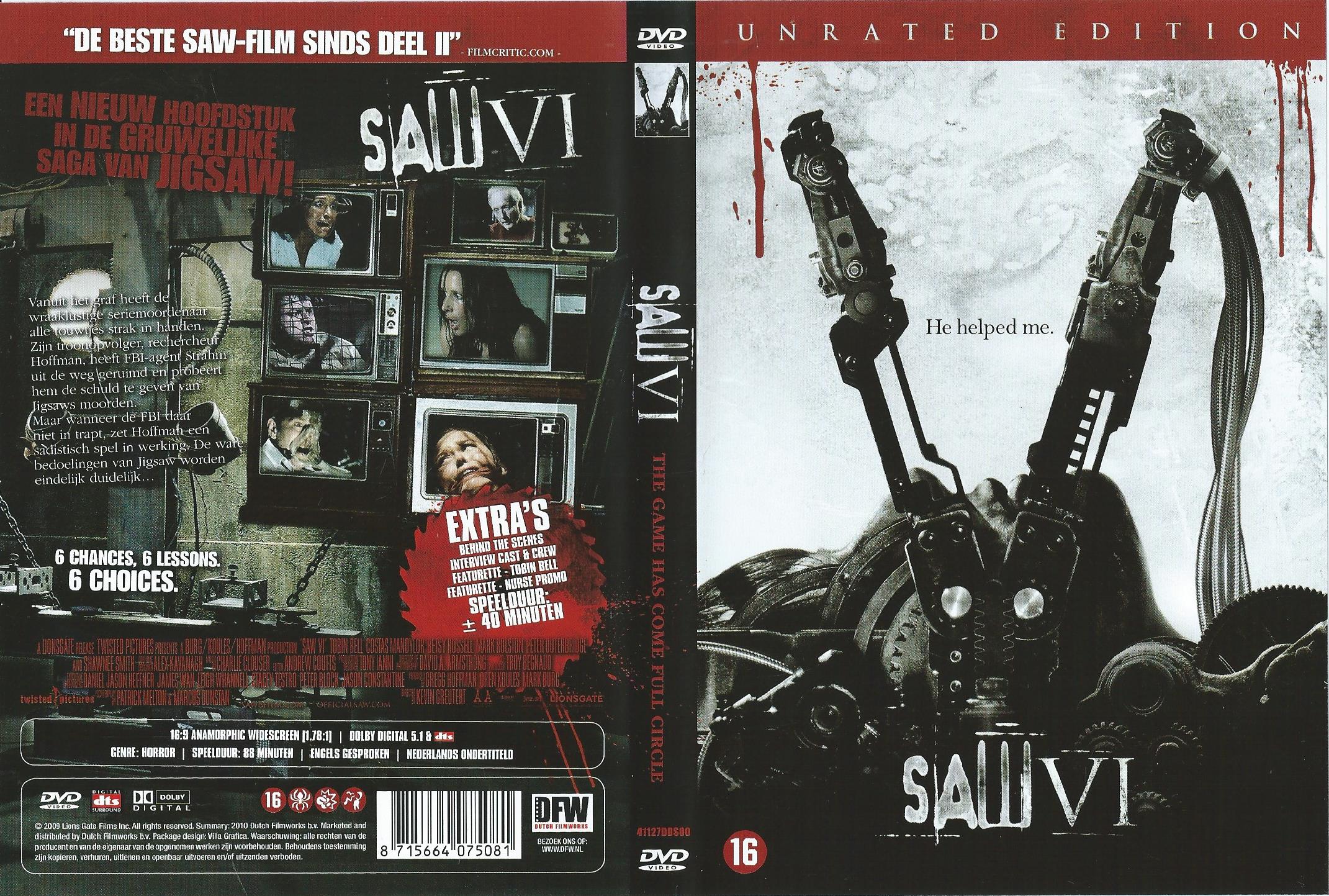 DVD – UNRATED EDITION SAW VI - 2009
