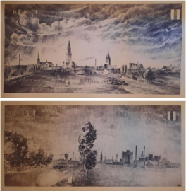 2 prenten van DELFT - Johan D. Scherft (1891-1969)