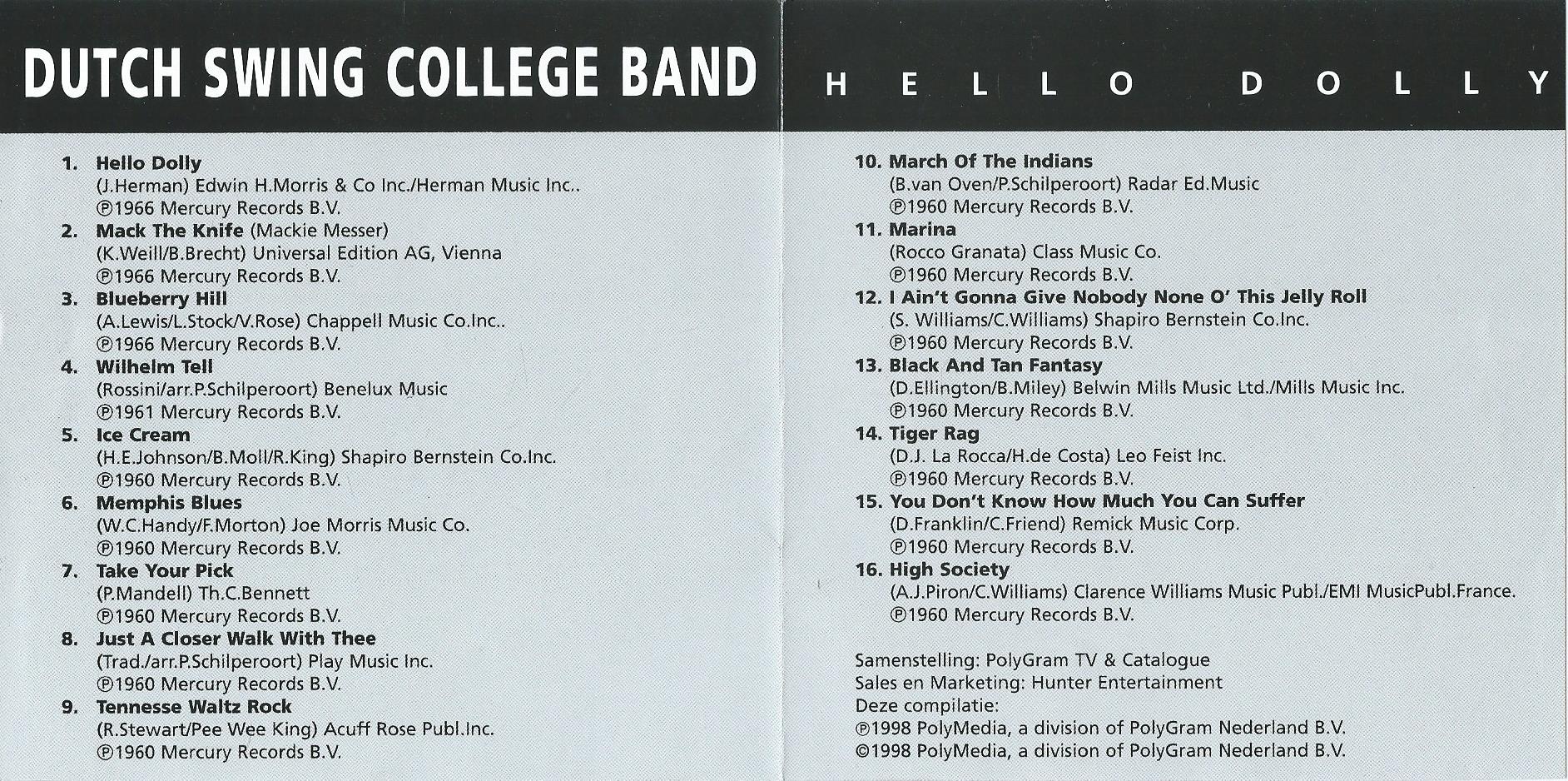 CD – DUTCH SWING COLLEGE BAND – HELLO DOLLY - 1998