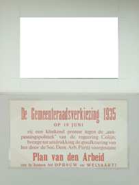 Poster: De Gemeenteraadsverkiezing 1935 - Plan van den Arbeid