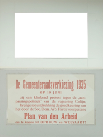 Poster - De Gemeenteraadsverkiezing 1935 - Plan van den Arbeid