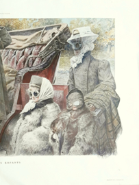 Prent - L’AUTO DES ENFANTS – apres l’ Aquarelle de L. SABATTIER (1863-1935) - 1909